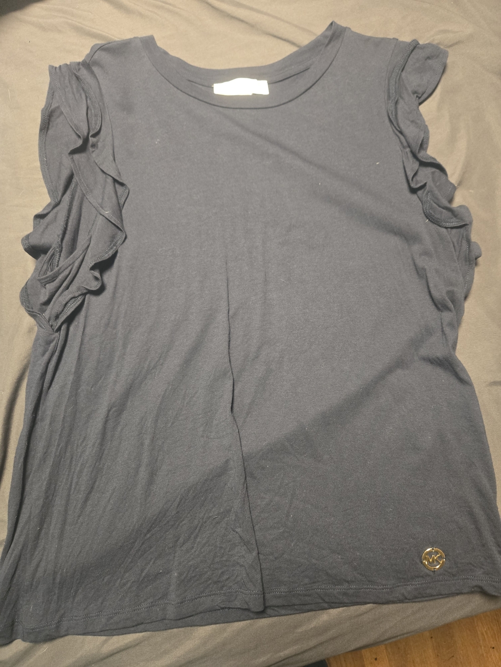 Michael Kors Navy Ruffle Sleeve Tank Top